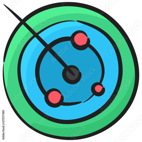 
Sea locator icon design, doodle vector of radar 
