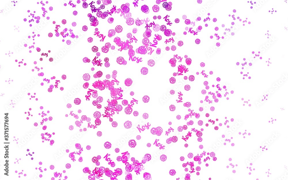 Light Pink vector doodle background with flowers, roses. Light Pink vector doodle background with flowers, roses.