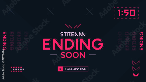 Stream Ending Background Orange and Black theme, Shooter Game Minimalist Geometrical Design,  Vector Illustration