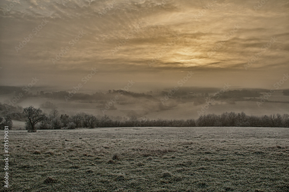 Winter Winterlandschaft Bäume Nebel Reif Schnee Eis Saarland Biospäre Sonnenaufgang Winter Winterlandschaft Bäume Nebel Reif Schnee Eis Saarland Biospäre Sonnenaufgang