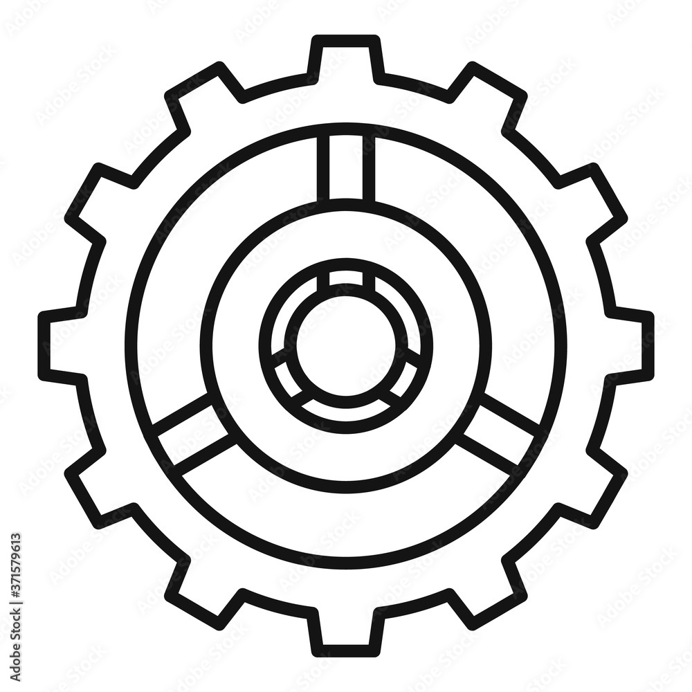 Watch cog wheel icon. Outline watch cog wheel vector icon for web design isolated on white background Watch cog wheel icon. Outline watch cog wheel vector icon for web design isolated on white background