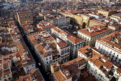 Amazing view of Florence city from Campanile di Giotto bell tower in Florence Italy © otmman