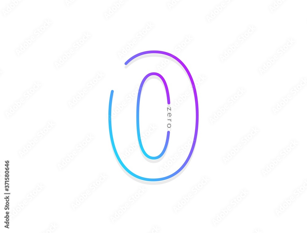 0 number, modern gradient font alphabet. Trendy, dynamic creative style design. For logo, brand label, design elements, application and more. Isolated vector illustration