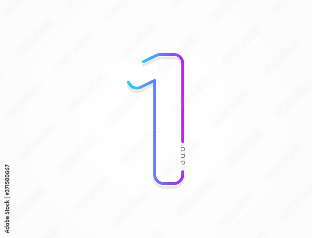 1 number, modern gradient font alphabet. Trendy, dynamic creative style design. For logo, brand label, design elements, application and more. Isolated vector illustration 1 number, modern gradient font alphabet. Trendy, dynamic creative style design. For logo, brand label, design elements, application and more. Isolated vector illustration