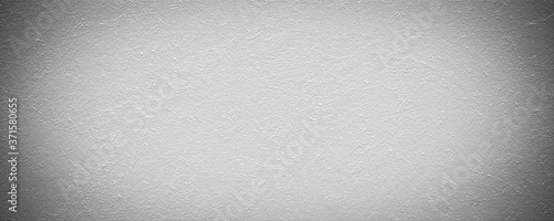 white silver background texture, dark border grunge and light cloudy center design in panoramic website banner or graphic art background