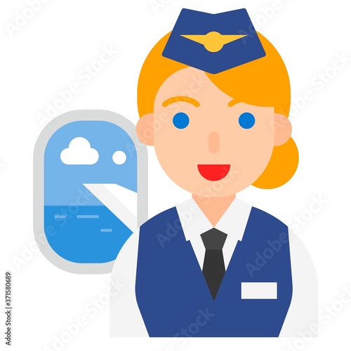 Flight attendant icon, profession and job vector illustration
