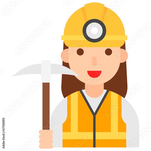 Miner icon, profession and job vector illustration