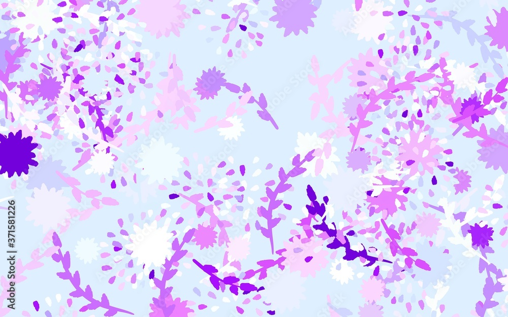 Light Pink, Blue vector abstract background with flowers