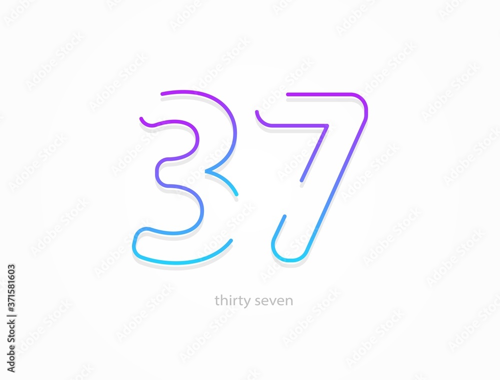 37 number, outline stroke gradient font. Trendy, dynamic creative style design. For logo, brand label, design elements, application and more. Isolated vector illustration 37 number, outline stroke gradient font. Trendy, dynamic creative style design. For logo, brand label, design elements, application and more. Isolated vector illustration