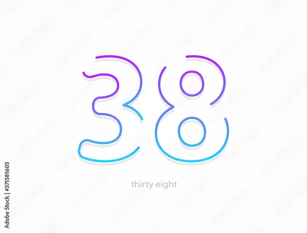 38 number, outline stroke gradient font. Trendy, dynamic creative style design. For logo, brand label, design elements, application and more. Isolated vector illustration 38 number, outline stroke gradient font. Trendy, dynamic creative style design. For logo, brand label, design elements, application and more. Isolated vector illustration