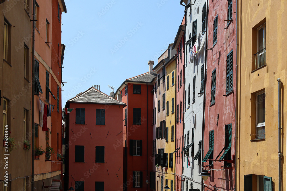 colorful houses in genova