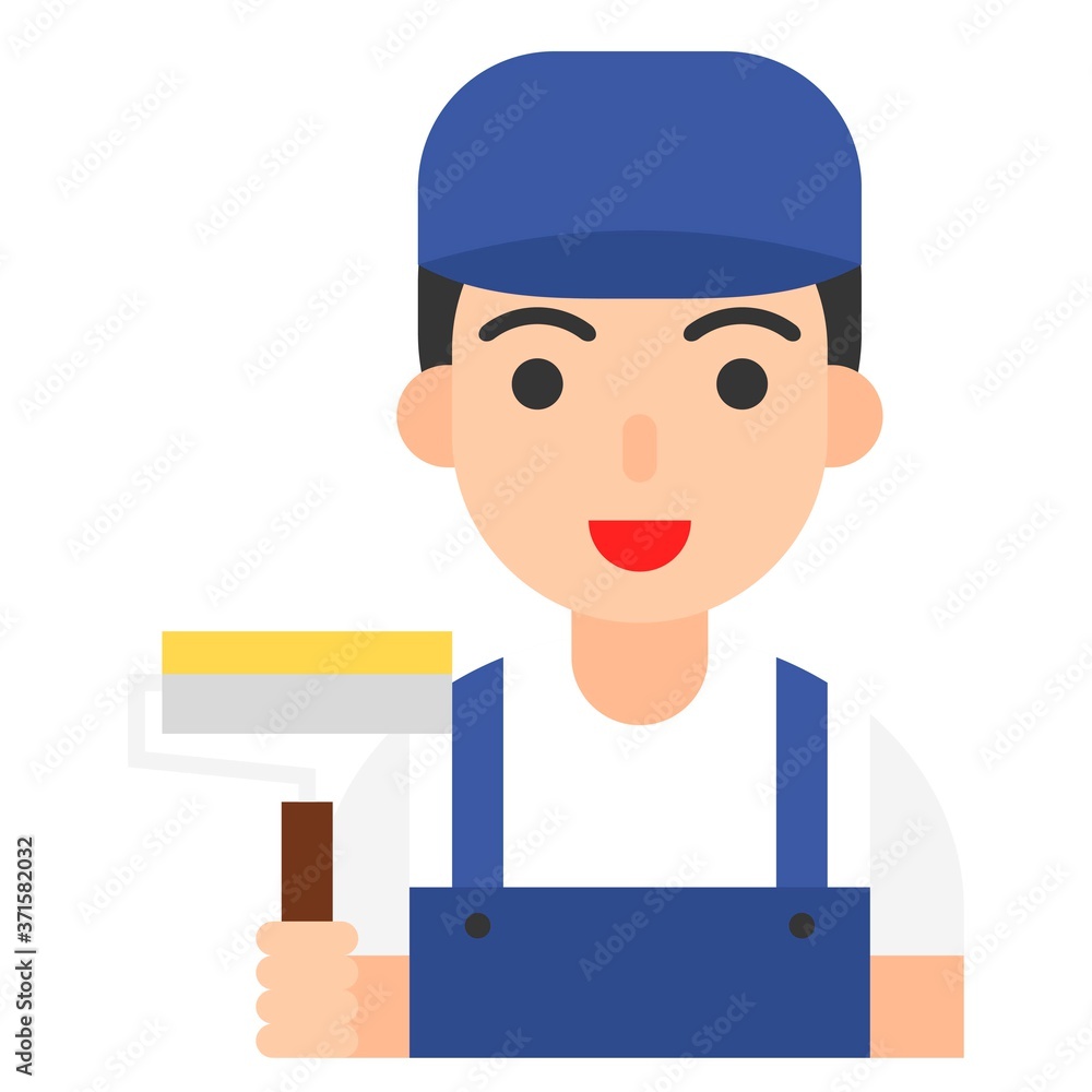 Painter icon, profession and job vector illustration Painter icon, profession and job vector illustration
