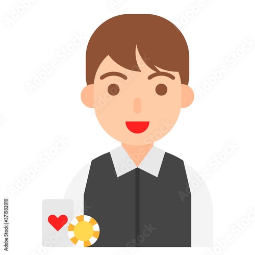 Croupier icon, profession and job vector illustration