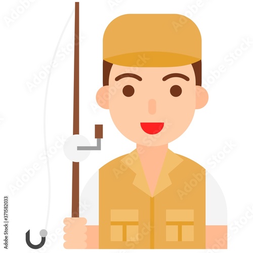 Fisherman icon, profession and job vector illustration