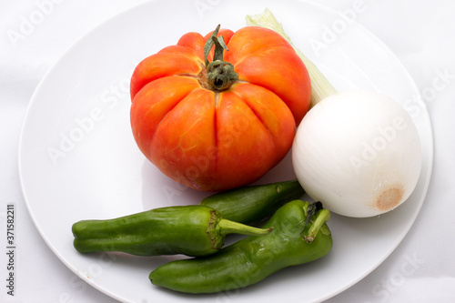 Delicious tomato, peppers and onion.