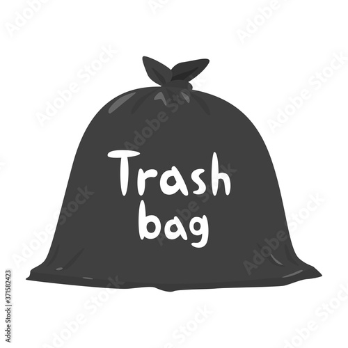 trashbagと書かれた真っ黒なゴミ袋のイラスト。