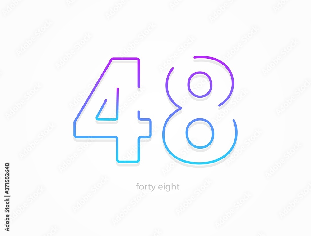48 number, outline stroke gradient font. Trendy, dynamic creative style design. For logo, brand label, design elements, application and more. Isolated vector illustration 48 number, outline stroke gradient font. Trendy, dynamic creative style design. For logo, brand label, design elements, application and more. Isolated vector illustration