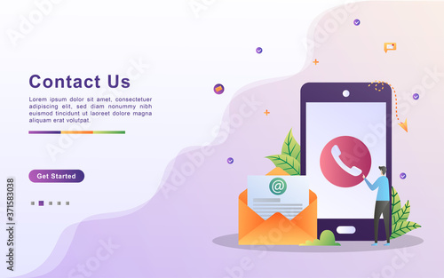 Contact us concept. customer care service 24/7, Online support, help desk. Can use for web landing page, banner, flyer, mobile app. Vector Illustration