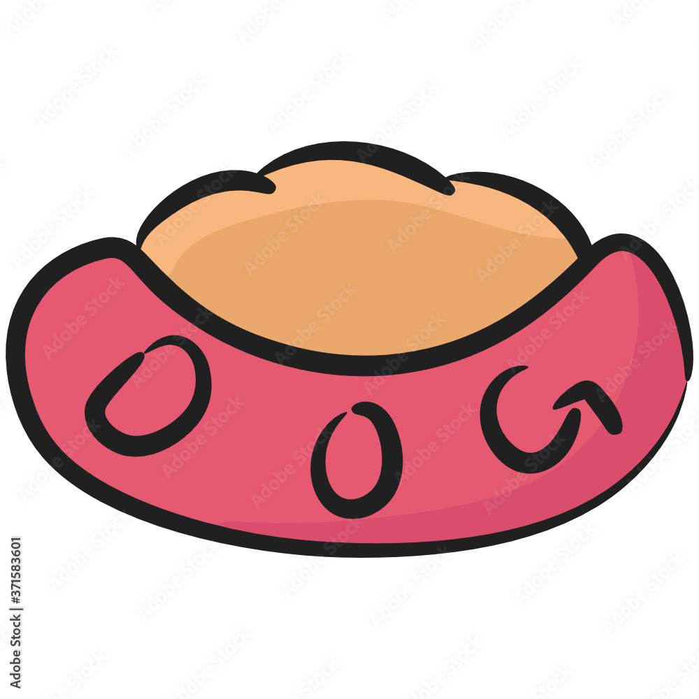 Obraz premium Household pet food bowl icon in doodle style 