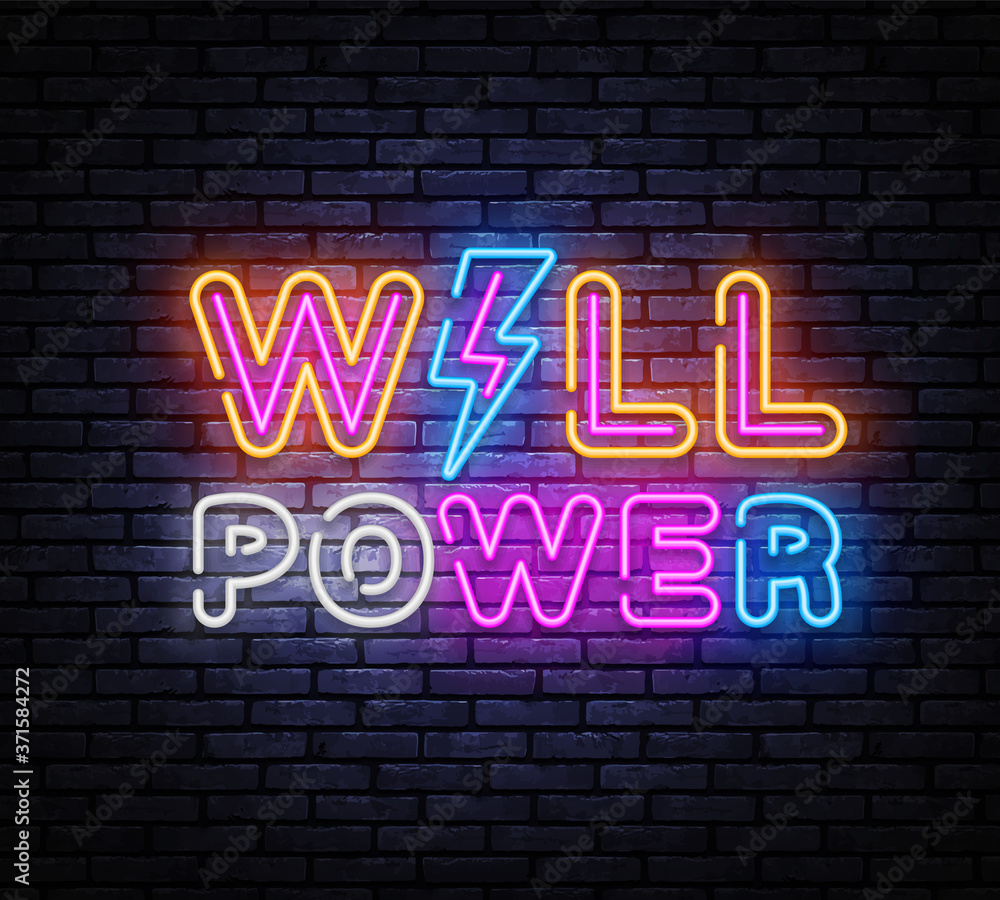 Will Power neon sign vector design template. Will Power neon banner, design element colorful modern design trend, night bright advertising, bright sign. Vector illustration