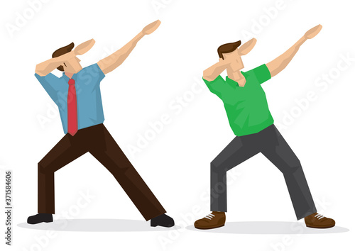 Illustration of two man doing a dab. Vector cartoon illustration. © UncleFredDesign