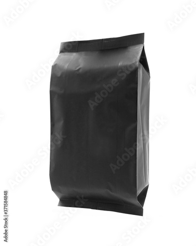 Fotografie blank black standing pouch container over white background