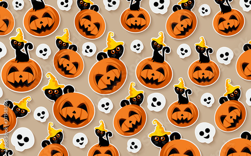 Fototapeta Naklejka Na Ścianę i Meble -  Halloween seamless vector background