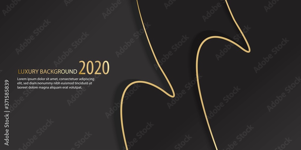Fototapeta Abstract background black colour with line gold vector illustration