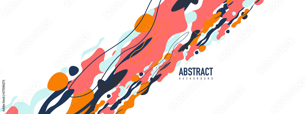 Fototapeta Trendy liquid style shapes abstract design, dynamic vector background for placards, brochures, posters, web landing pages, covers or banners