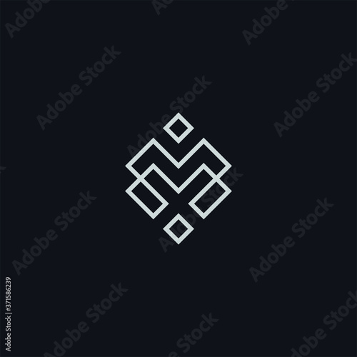 luxury letter M initials logo rectangle line design concept