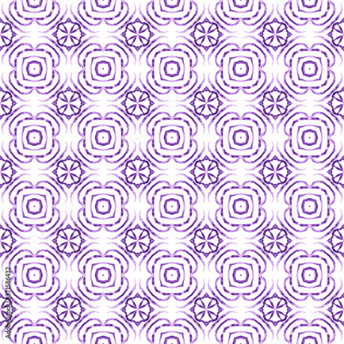 Green geometric chevron watercolor border. Purple 