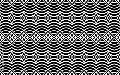 Abstract ethnic geometric pattern for design and decor. Vector graphics in black and white for coloring.