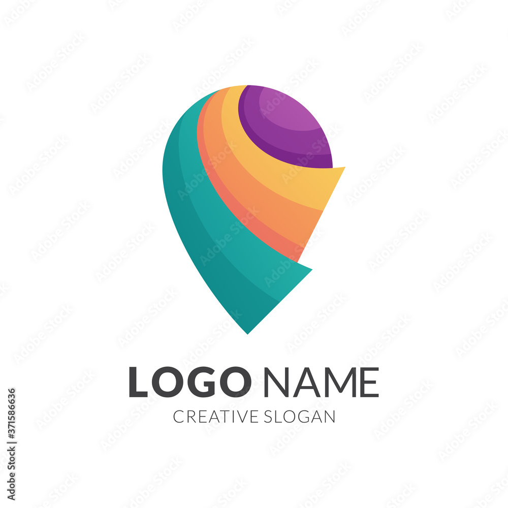 pin logo concept, modern 3d logo style in gradient vibrant colors pin logo concept, modern 3d logo style in gradient vibrant colors