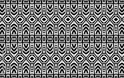 Exotic ethnic geometric pattern for design and decoration. Vector graphics in black and white for coloring.