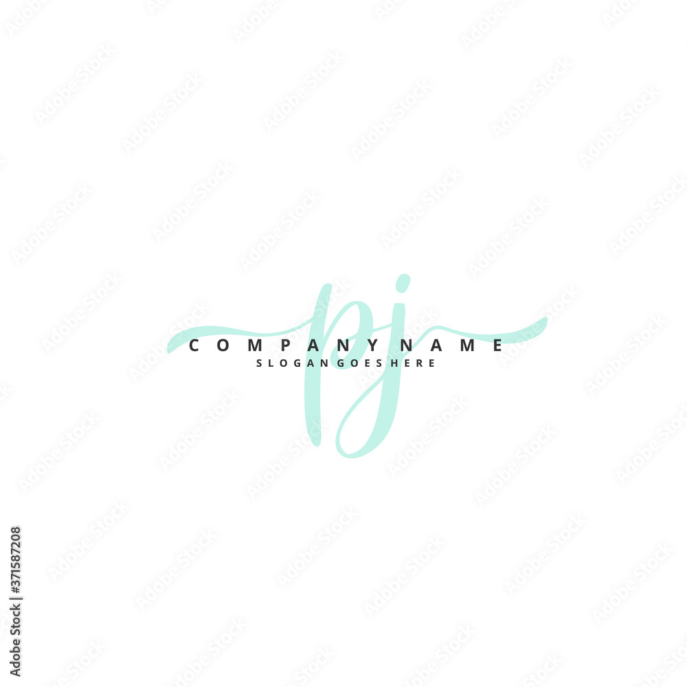 P J PJ Initial handwriting and signature logo design with circle. Beautiful design handwritten logo for fashion, team, wedding, luxury logo.