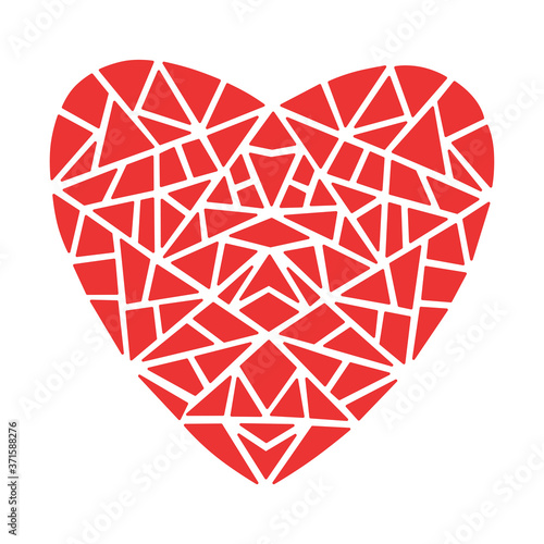 Red mosaic Heart. Vector illustration.