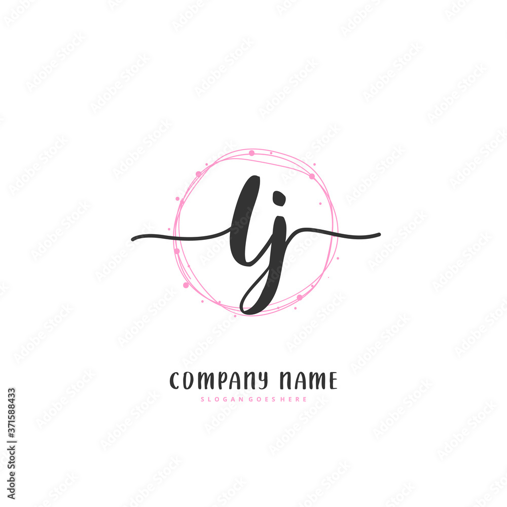Obraz premium L J LJ Initial handwriting and signature logo design with circle. Beautiful design handwritten logo for fashion, team, wedding, luxury logo.