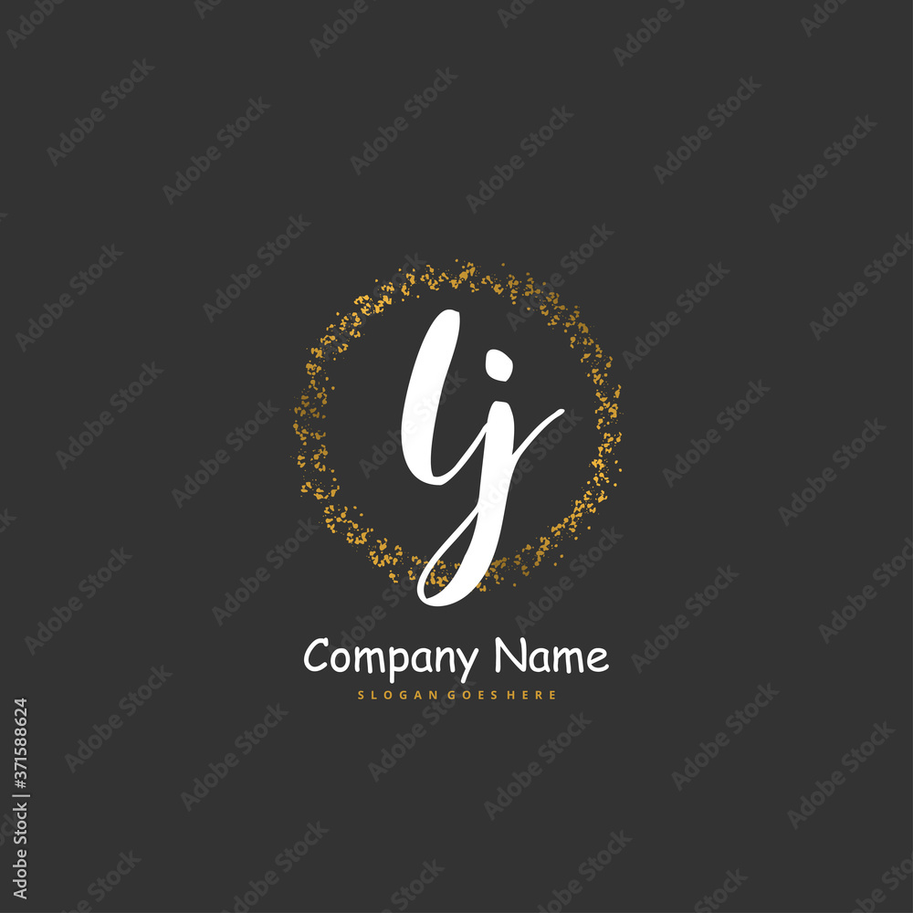 Fototapeta premium L J LJ Initial handwriting and signature logo design with circle. Beautiful design handwritten logo for fashion, team, wedding, luxury logo.