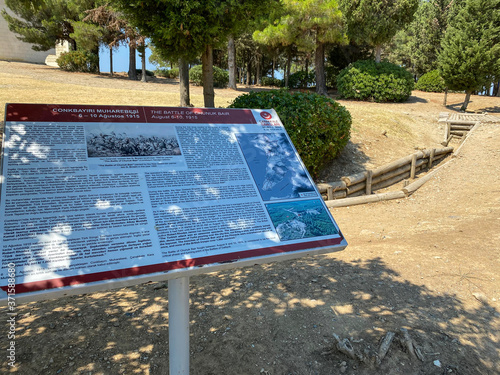 Canakkale, Turkey - 01/08/2020: 
trenches during the Turkish military battle of Çanakkale, Battle of Chunuk Bair - military trench, first world war photo