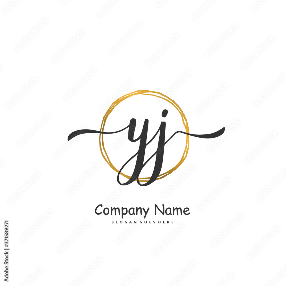 Y J YJ Initial handwriting and signature logo design with circle. Beautiful design handwritten logo for fashion, team, wedding, luxury logo. Y J YJ Initial handwriting and signature logo design with circle. Beautiful design handwritten logo for fashion, team, wedding, luxury logo.