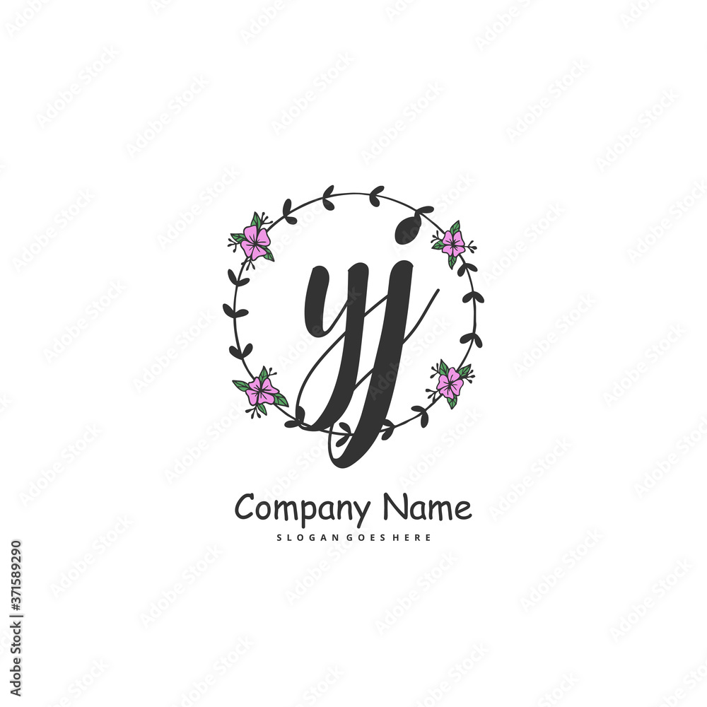Y J YJ Initial handwriting and signature logo design with circle. Beautiful design handwritten logo for fashion, team, wedding, luxury logo. Y J YJ Initial handwriting and signature logo design with circle. Beautiful design handwritten logo for fashion, team, wedding, luxury logo.