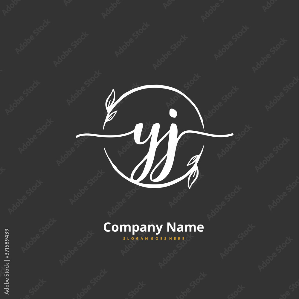 Y J YJ Initial handwriting and signature logo design with circle. Beautiful design handwritten logo for fashion, team, wedding, luxury logo. Y J YJ Initial handwriting and signature logo design with circle. Beautiful design handwritten logo for fashion, team, wedding, luxury logo.