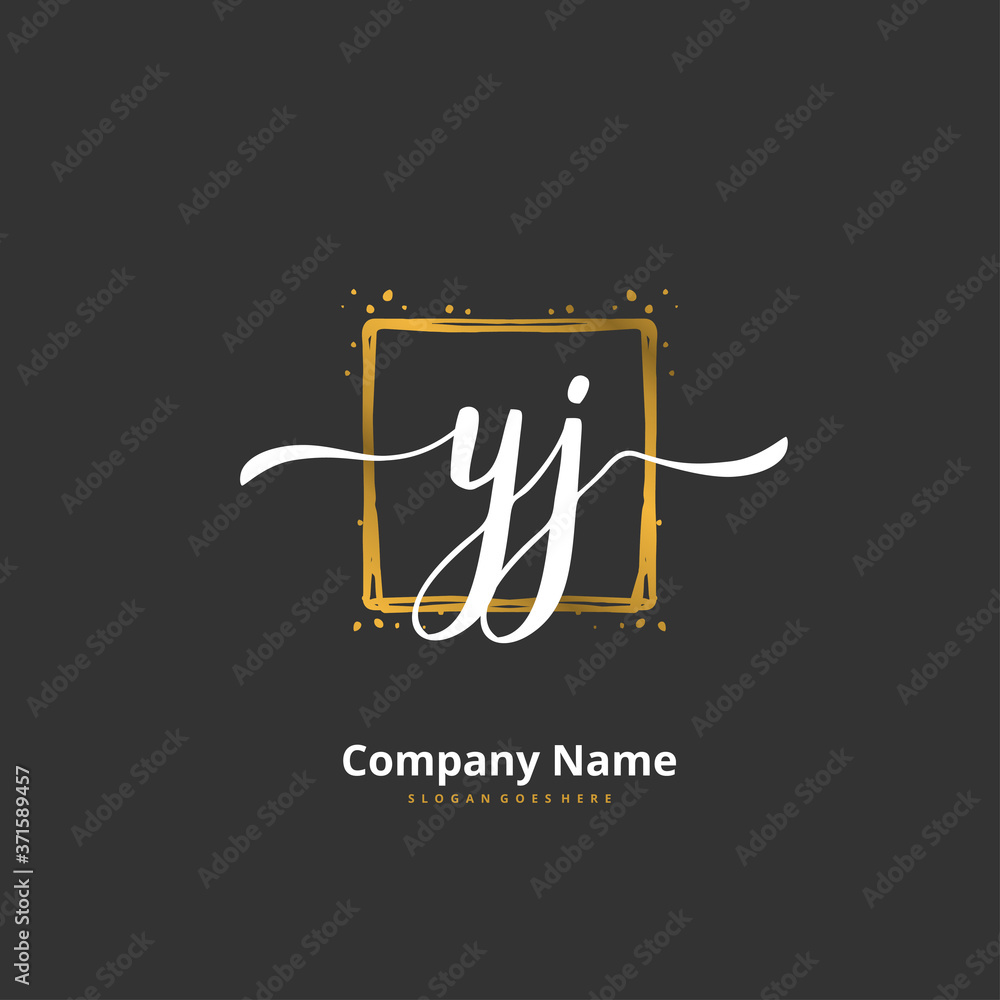Y J YJ Initial handwriting and signature logo design with circle. Beautiful design handwritten logo for fashion, team, wedding, luxury logo. Y J YJ Initial handwriting and signature logo design with circle. Beautiful design handwritten logo for fashion, team, wedding, luxury logo.