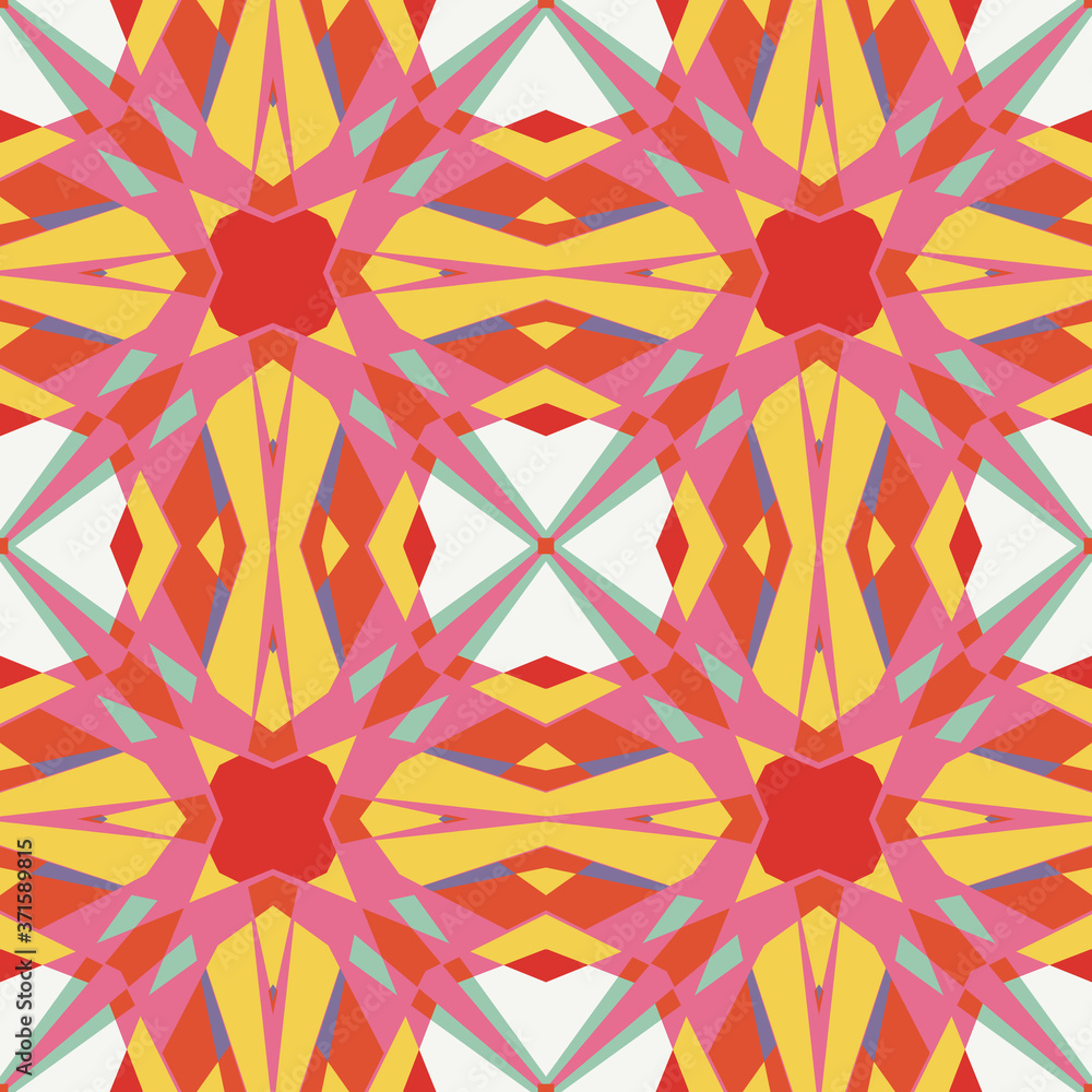 Abstract geo seamless pattern. Colorful ornamental geometric mosaic background. Tile wrapping paper. Vector illustration.