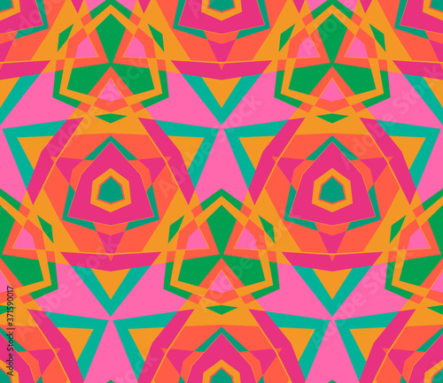 Abstract geo seamless pattern. Colorful ornamental geometric mosaic background. Tile wrapping paper. Vector illustration.