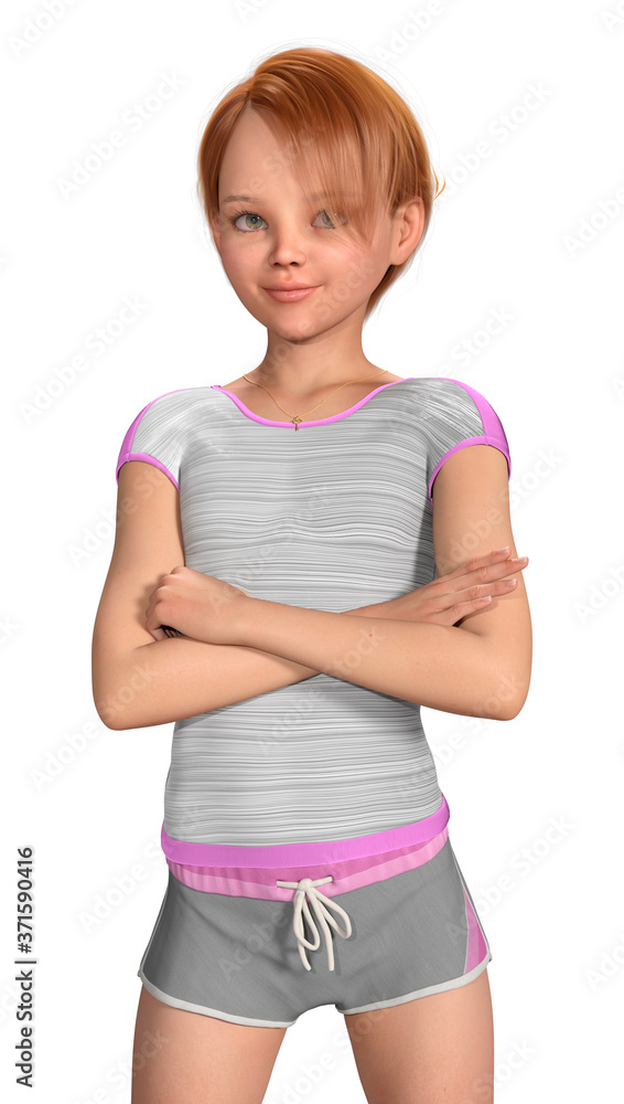 3D Rendering Little Girl on White 3D Rendering Little Girl on White