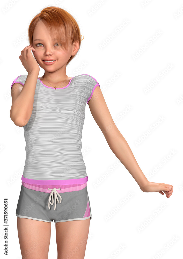 3D Rendering Little Girl on White 3D Rendering Little Girl on White