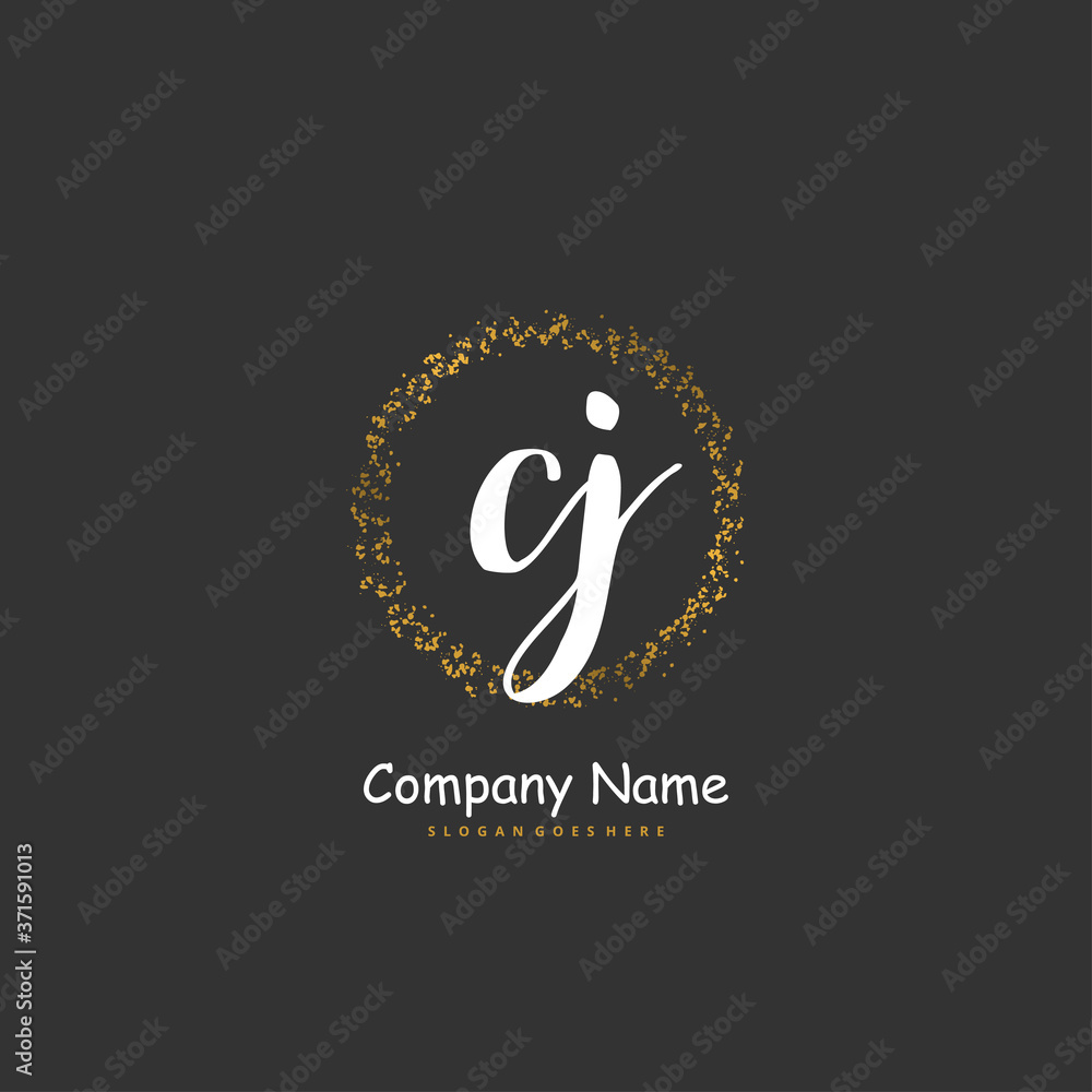 Fototapeta premium C J CJ Initial handwriting and signature logo design with circle. Beautiful design handwritten logo for fashion, team, wedding, luxury logo.
