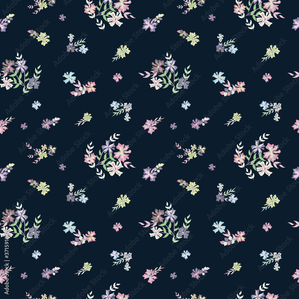Floral seamless pattern in in small-scale flowers. Trendy colors. Shabby chic millefleurs. Will be fine for textile or book covers, manufacturing, wallpapers, print, gift wrap and scrapbooking. Floral seamless pattern in in small-scale flowers. Trendy colors. Shabby chic millefleurs. Will be fine for textile or book covers, manufacturing, wallpapers, print, gift wrap and scrapbooking.