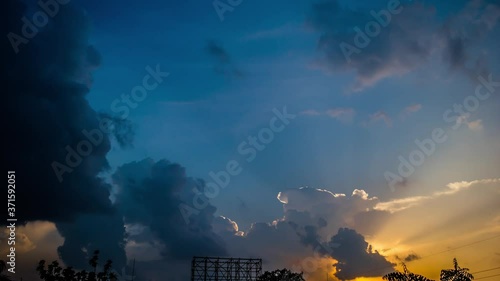 4K Timelapse of Clouds Running Across the blue sky at Sunset. clouds swirl in blue sky at Sunset. 4K Timelapse in Ghaziabad uttar pradesh
 photo